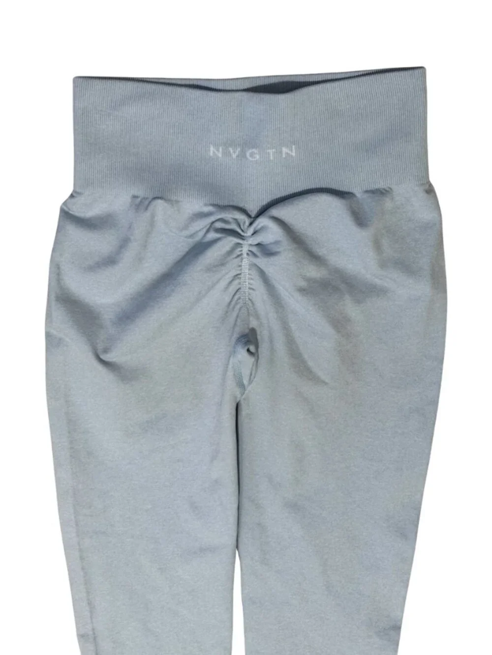NVGTN Scrunch Seamless Leggings - Blue - Size S, High Waisted, No Front Seam - Picture 2 of 7